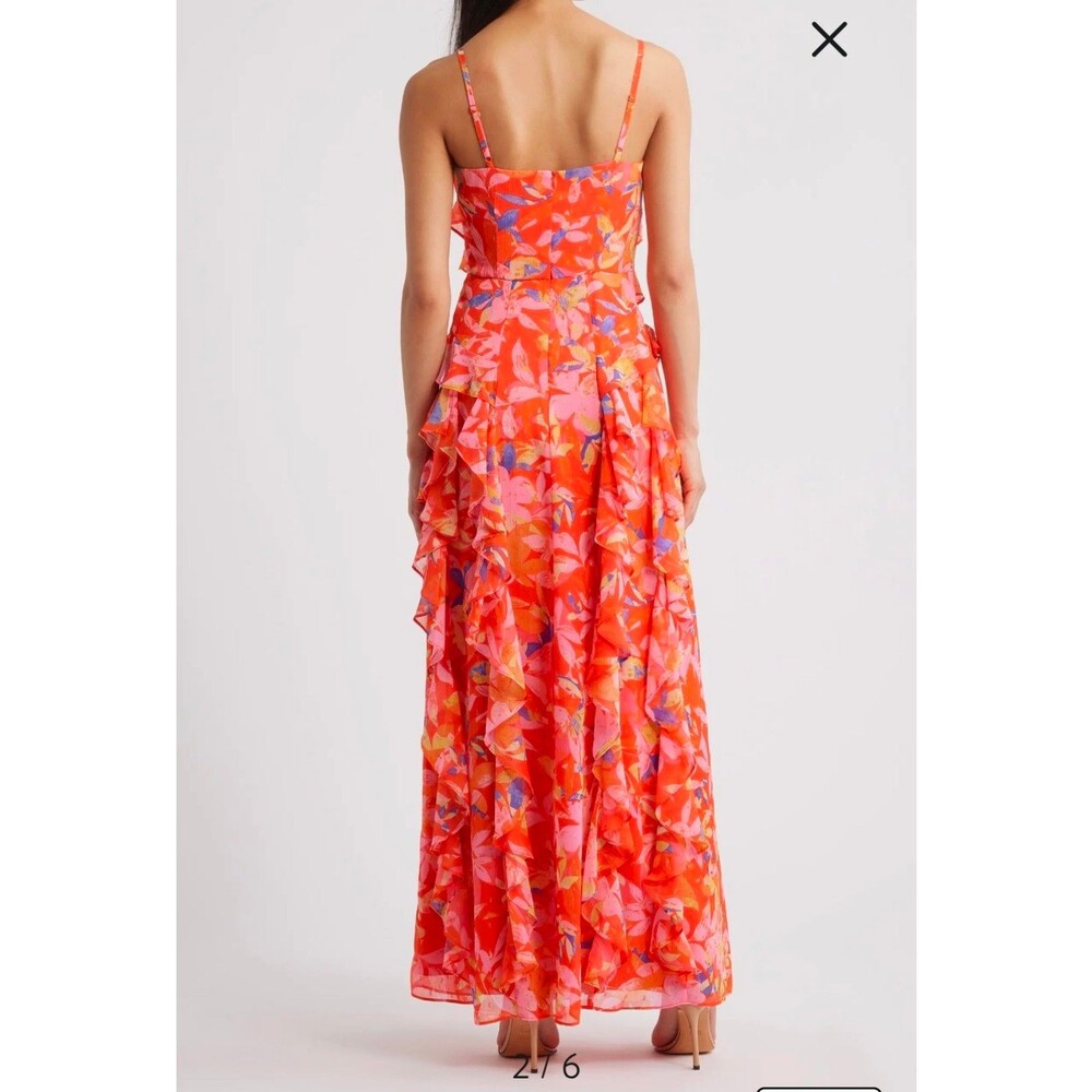 Floral Ruffle Fil Coupé Maxi DressEliza J
